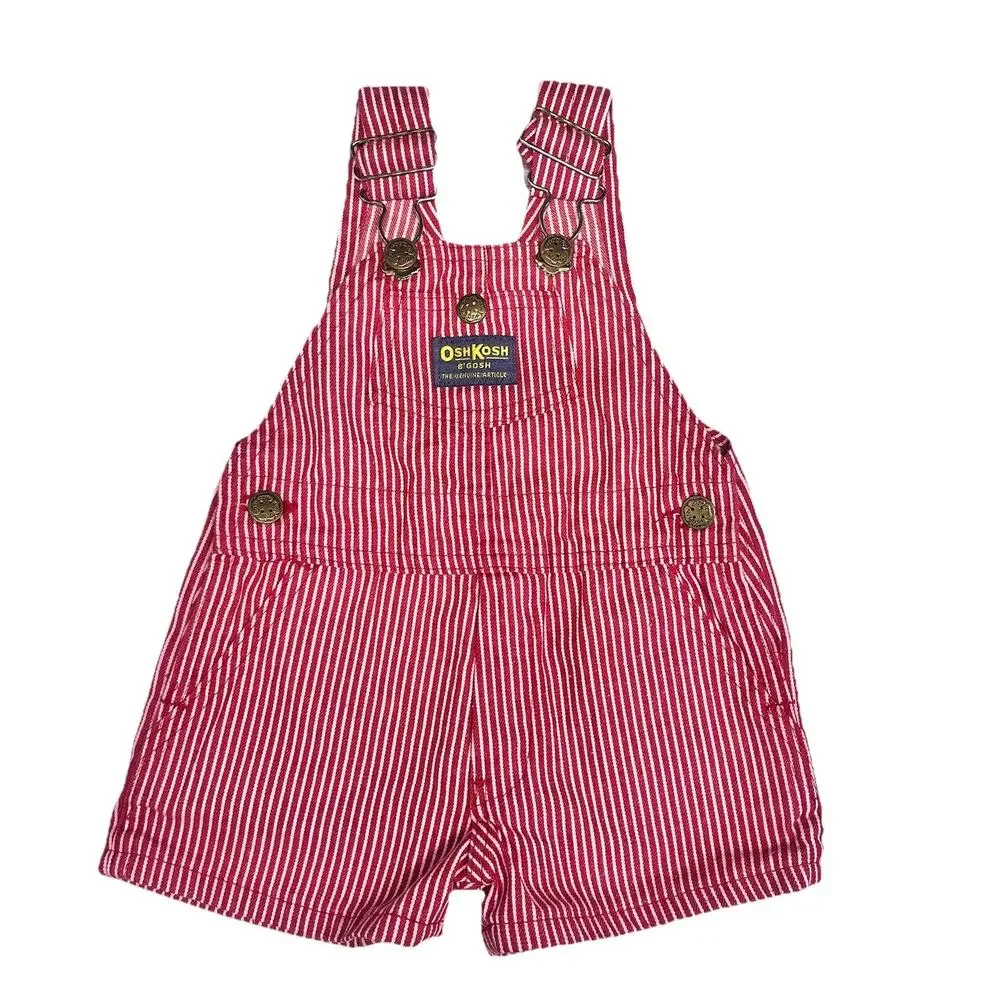 Vintage OshKosh B’gosh Vestbak Shortalls size 2T Made In USA Red Stripes 90's
